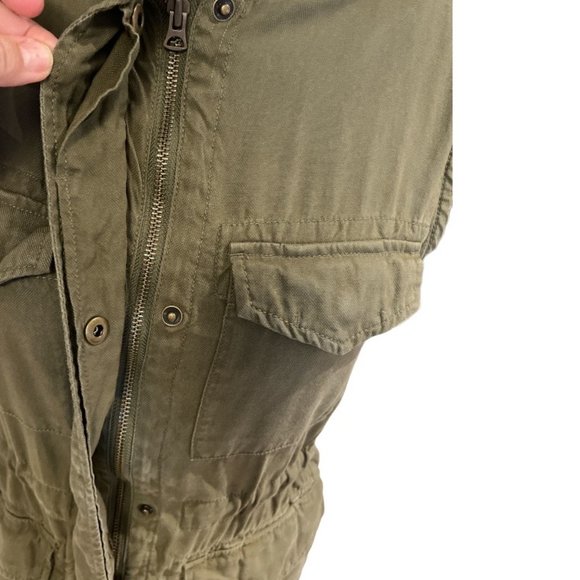 GAP Utility Cargo Vest Army Green Size Small Drawstring Waist Ample Pockets - Picture 6 of 12